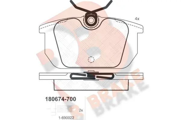 RB0674-700 R BRAKE Комплект тормозных колодок, дисковый тормоз (фото 1)