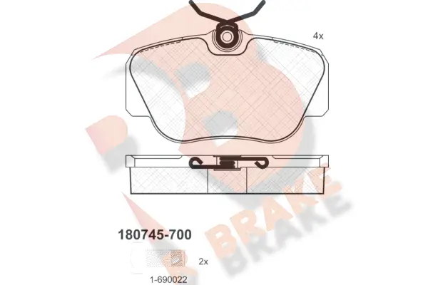 RB0745-700 R BRAKE Комплект тормозных колодок, дисковый тормоз (фото 1)