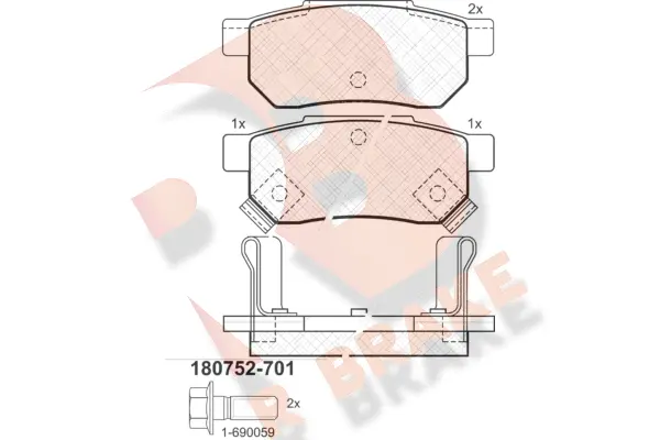 RB0752-701 R BRAKE Комплект тормозных колодок, дисковый тормоз (фото 1)