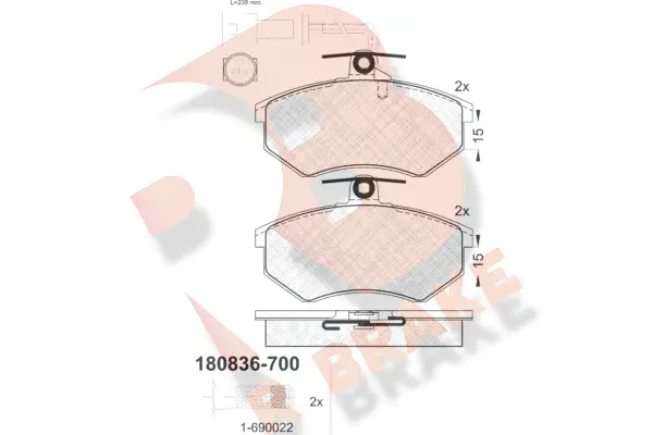 RB0836-700 R BRAKE Комплект тормозных колодок, дисковый тормоз (фото 1)