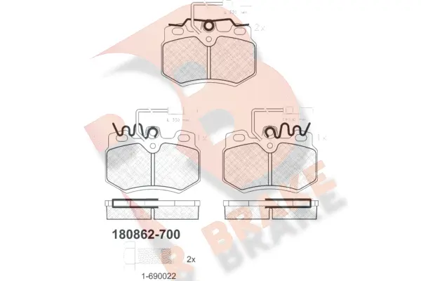 RB0862-700 R BRAKE Комплект тормозных колодок, дисковый тормоз (фото 1)