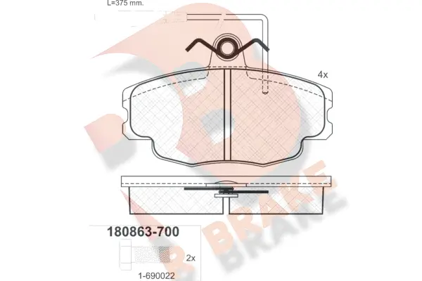 RB0863-700 R BRAKE Комплект тормозных колодок, дисковый тормоз (фото 1)