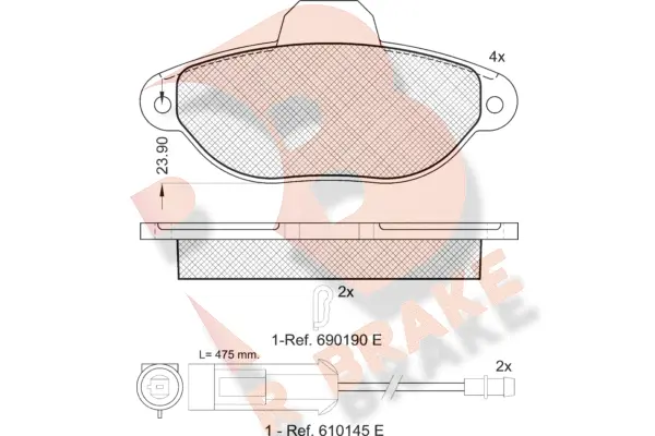 RB0953 R BRAKE Комплект тормозных колодок, дисковый тормоз (фото 1)