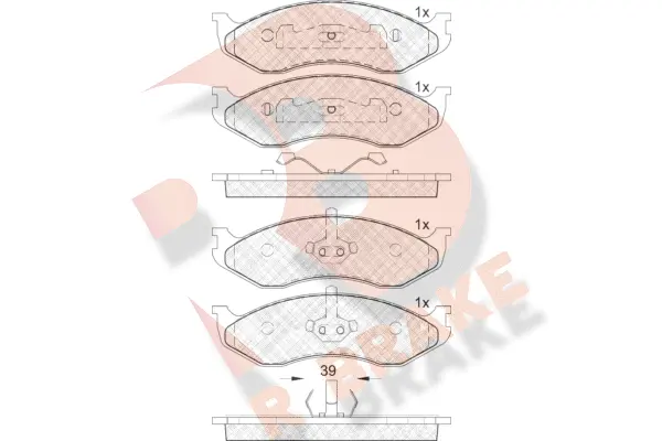 RB0968 R BRAKE Комплект тормозных колодок, дисковый тормоз (фото 1)