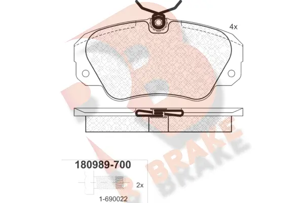 RB0989-700 R BRAKE Комплект тормозных колодок, дисковый тормоз (фото 1)