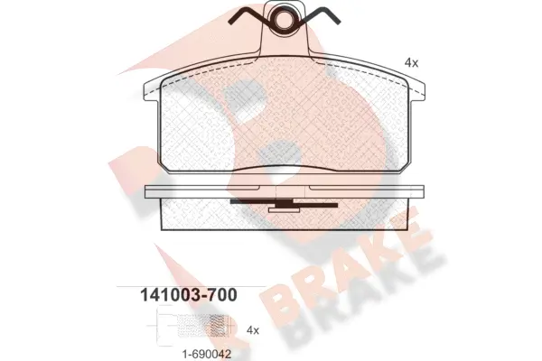 RB1003-700 R BRAKE Комплект тормозных колодок, дисковый тормоз (фото 1)