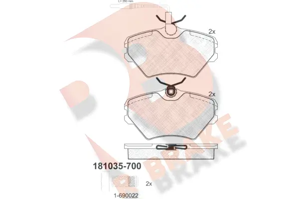 RB1035-700 R BRAKE Комплект тормозных колодок, дисковый тормоз (фото 1)