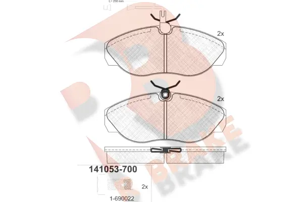 RB1053-700 R BRAKE Комплект тормозных колодок, дисковый тормоз (фото 1)