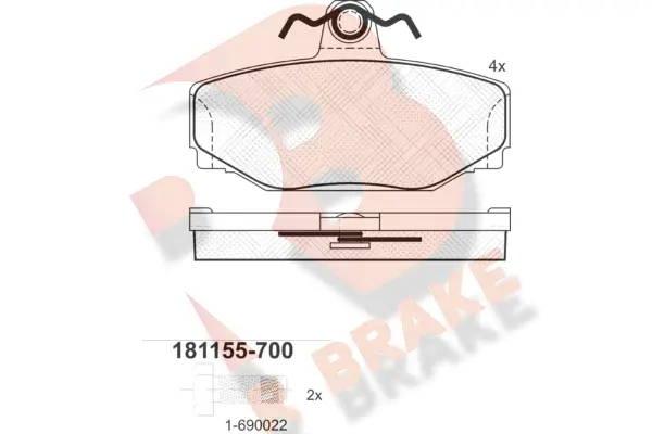 RB1155-700 R BRAKE Комплект тормозных колодок, дисковый тормоз (фото 1)