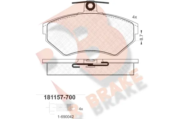 RB1157-700 R BRAKE Комплект тормозных колодок, дисковый тормоз (фото 1)