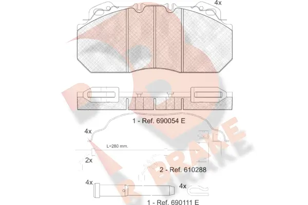 RB1163-119 R BRAKE Комплект тормозных колодок, дисковый тормоз (фото 1)