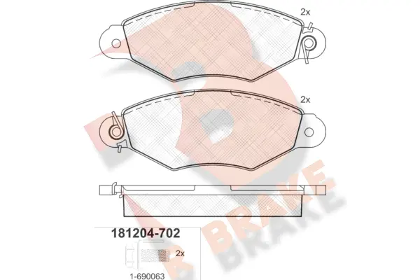 RB1204-702 R BRAKE Комплект тормозных колодок, дисковый тормоз (фото 1)