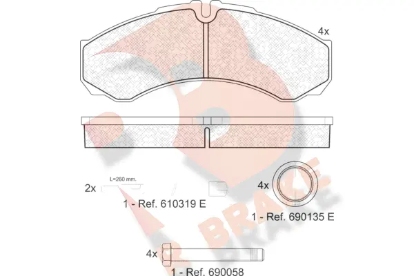 RB1208-123 R BRAKE Комплект тормозных колодок, дисковый тормоз (фото 1)