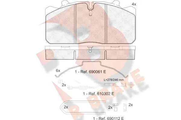 RB1253-120 R BRAKE Комплект тормозных колодок, дисковый тормоз (фото 1)