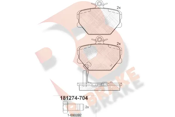 RB1274-704 R BRAKE Комплект тормозных колодок, дисковый тормоз (фото 1)