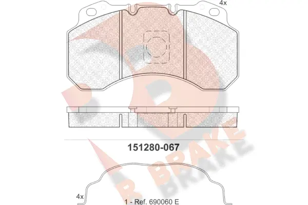 RB1280-067 R BRAKE Комплект тормозных колодок, дисковый тормоз (фото 1)