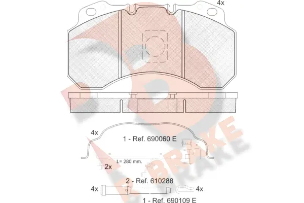 RB1280-119 R BRAKE Комплект тормозных колодок, дисковый тормоз (фото 1)