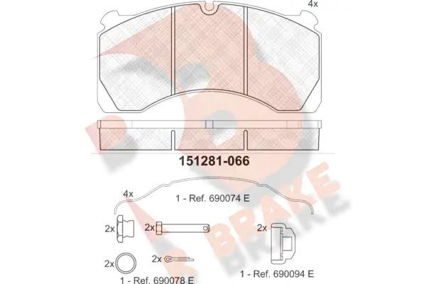 RB1281 R BRAKE Комплект тормозных колодок, дисковый тормоз (фото 1)