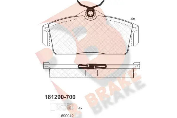RB1290-700 R BRAKE Комплект тормозных колодок, дисковый тормоз (фото 1)