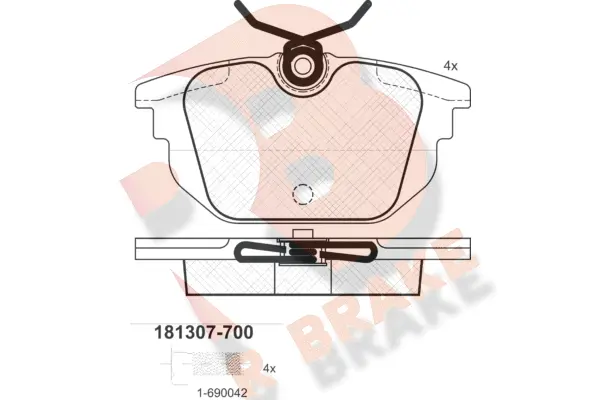 RB1307-700 R BRAKE Комплект тормозных колодок, дисковый тормоз (фото 1)