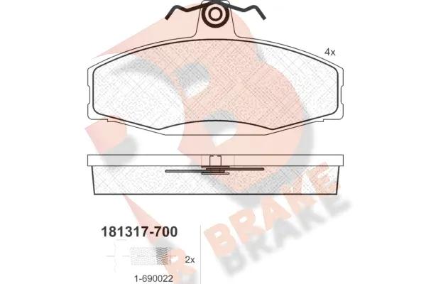 RB1317-700 R BRAKE Комплект тормозных колодок, дисковый тормоз (фото 1)