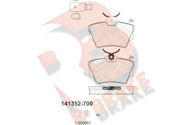 RB1352-700 R BRAKE Комплект тормозных колодок, дисковый тормоз (фото 1)