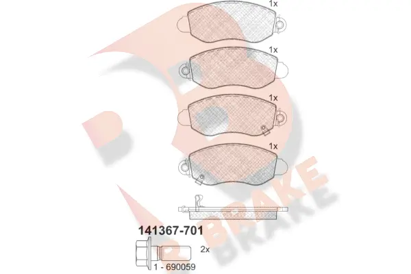 RB1367-701 R BRAKE Комплект тормозных колодок, дисковый тормоз (фото 1)