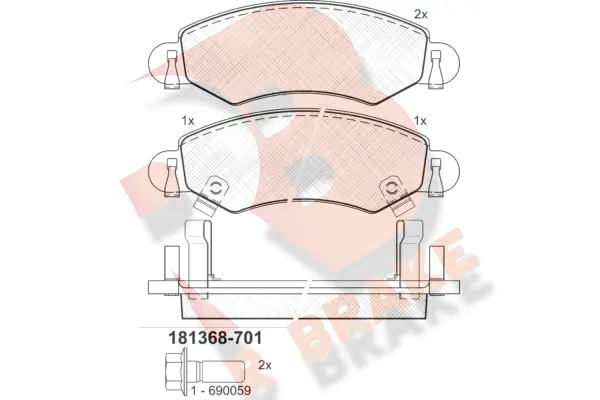 RB1368-701 R BRAKE Комплект тормозных колодок, дисковый тормоз (фото 1)