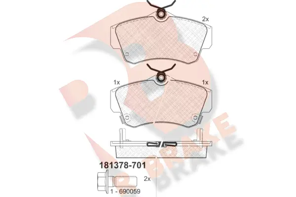 RB1378-701 R BRAKE Комплект тормозных колодок, дисковый тормоз (фото 1)