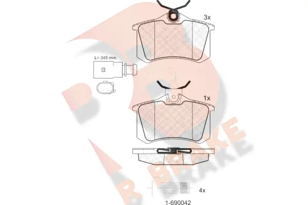 RB1387-203 R BRAKE Комплект тормозных колодок, дисковый тормоз (фото 1)