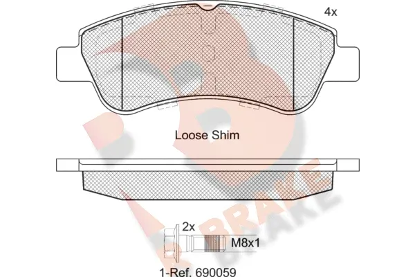 RB1388-402 R BRAKE Комплект тормозных колодок, дисковый тормоз (фото 1)