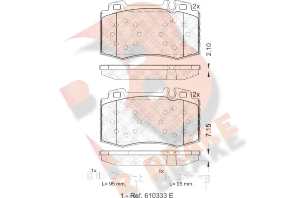 RB1389-203 R BRAKE Комплект тормозных колодок, дисковый тормоз (фото 1)