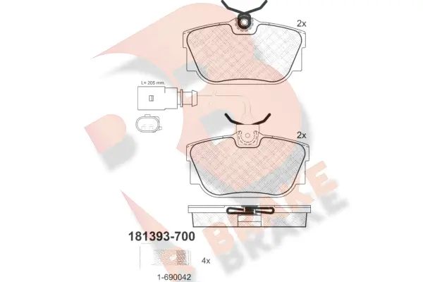 RB1393-700 R BRAKE Комплект тормозных колодок, дисковый тормоз (фото 1)