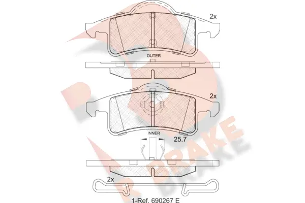 RB1399 R BRAKE Комплект тормозных колодок, дисковый тормоз (фото 1)