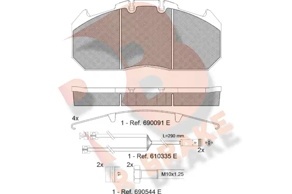 RB1405-120 R BRAKE Комплект тормозных колодок, дисковый тормоз (фото 1)