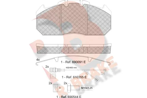 RB1405-122 R BRAKE Комплект тормозных колодок, дисковый тормоз (фото 1)