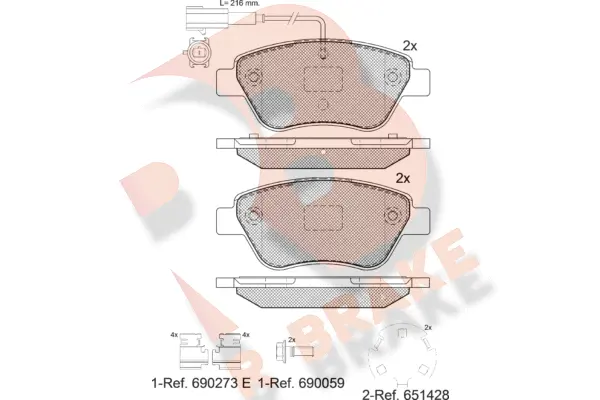 RB1444-208 R BRAKE Комплект тормозных колодок, дисковый тормоз (фото 1)