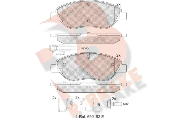 RB1445-071 R BRAKE Комплект тормозных колодок, дисковый тормоз (фото 1)