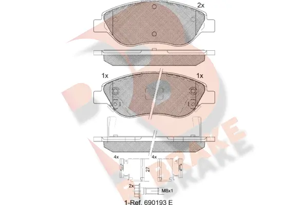 RB1445-208 R BRAKE Комплект тормозных колодок, дисковый тормоз (фото 1)