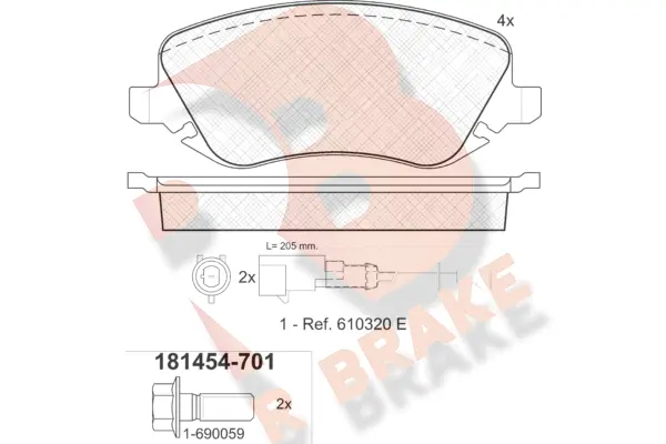 RB1454-701 R BRAKE Комплект тормозных колодок, дисковый тормоз (фото 1)