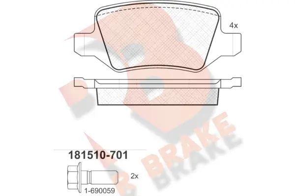 RB1510-701 R BRAKE Комплект тормозных колодок, дисковый тормоз (фото 1)