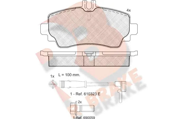 RB1516-701 R BRAKE Комплект тормозных колодок, дисковый тормоз (фото 1)