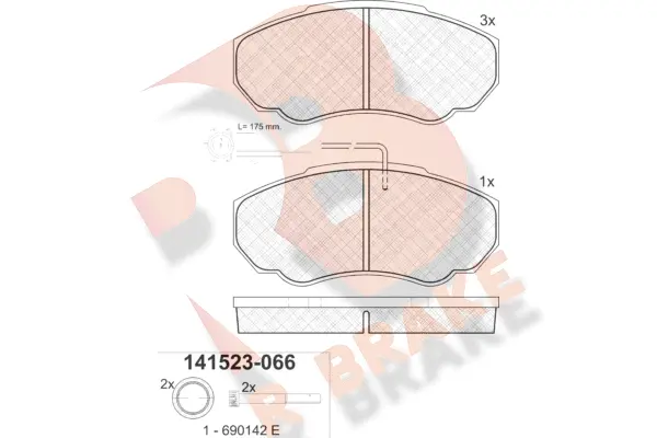 RB1523-066 R BRAKE Комплект тормозных колодок, дисковый тормоз (фото 1)