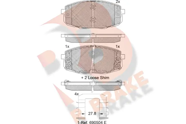 RB1540-208 R BRAKE Комплект тормозных колодок, дисковый тормоз (фото 1)