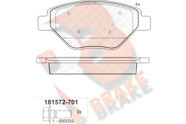 RB1572-701 R BRAKE Комплект тормозных колодок, дисковый тормоз (фото 1)