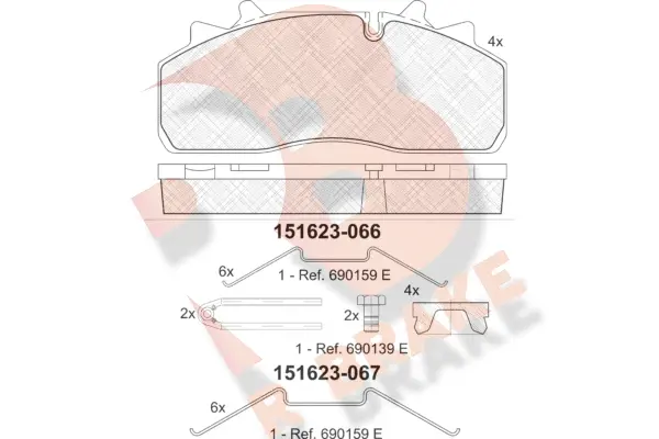 RB1623-067 R BRAKE Комплект тормозных колодок, дисковый тормоз (фото 1)