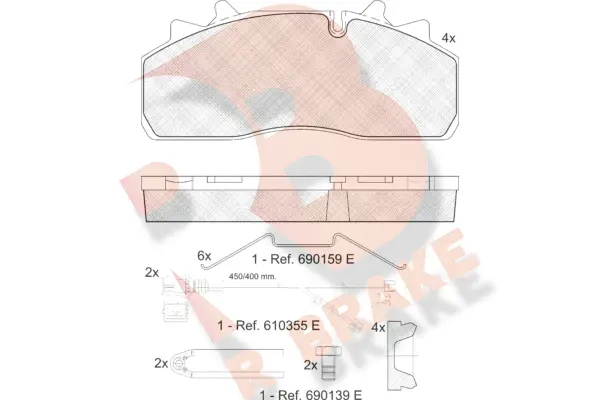 RB1623-122 R BRAKE Комплект тормозных колодок, дисковый тормоз (фото 1)