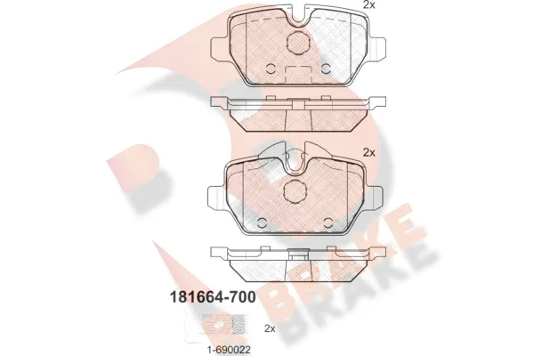 RB1664-700 R BRAKE Комплект тормозных колодок, дисковый тормоз (фото 1)