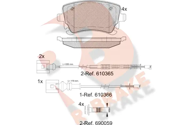 RB1674-208 R BRAKE Комплект тормозных колодок, дисковый тормоз (фото 1)