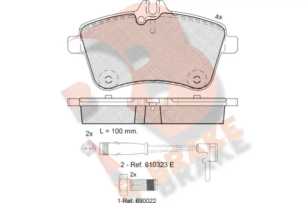 RB1677-700 R BRAKE Комплект тормозных колодок, дисковый тормоз (фото 1)